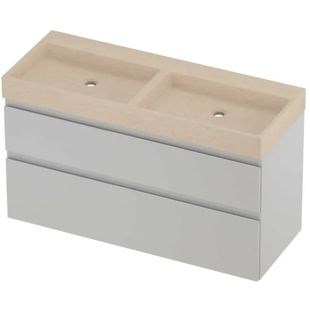 Proline Evoli Badmeubelset Hardsteen Loft 120x46x70 cm Sand Stone Glans Wit