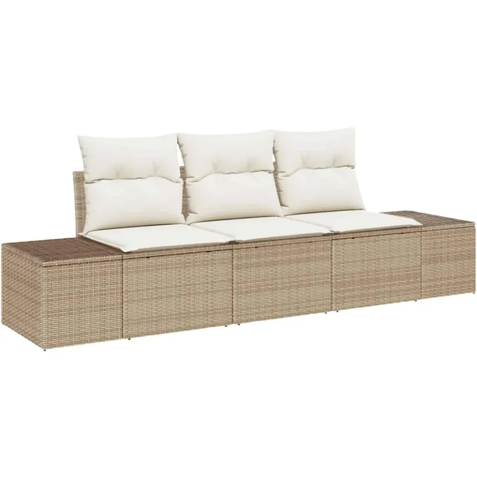 vidaXL Tuinbankenset 3 st Beige en Crème poly rattan