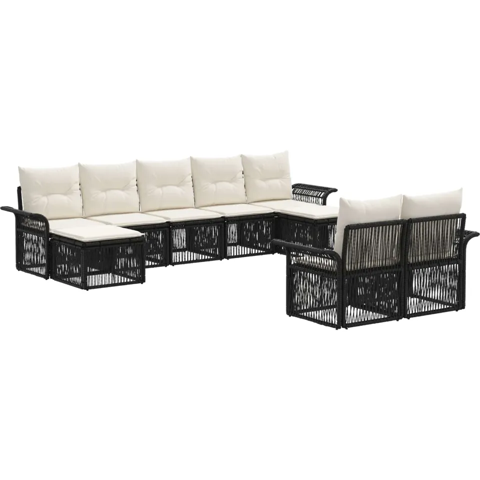 vidaXL Tuinbankenset 9 st 9-zits Zwart poly rattan, foto 3