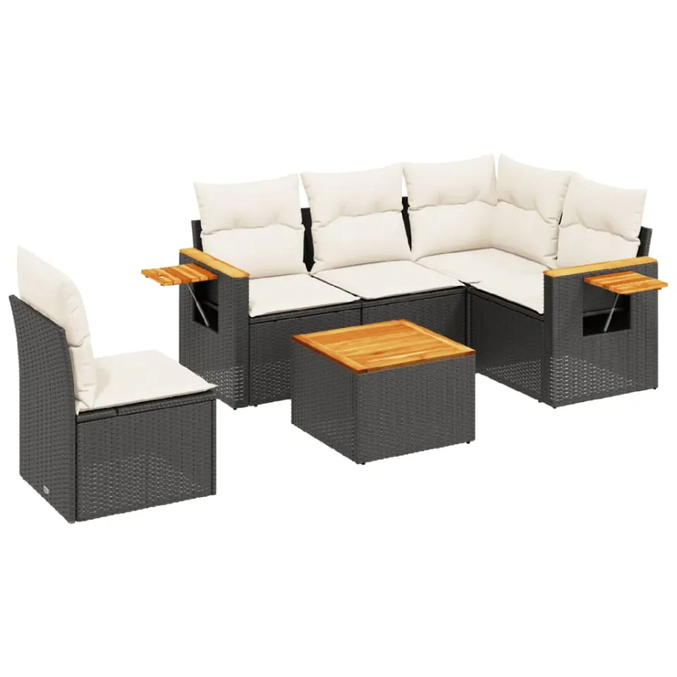 vidaXL Patio Sofa Set 6-zits Black and Cream