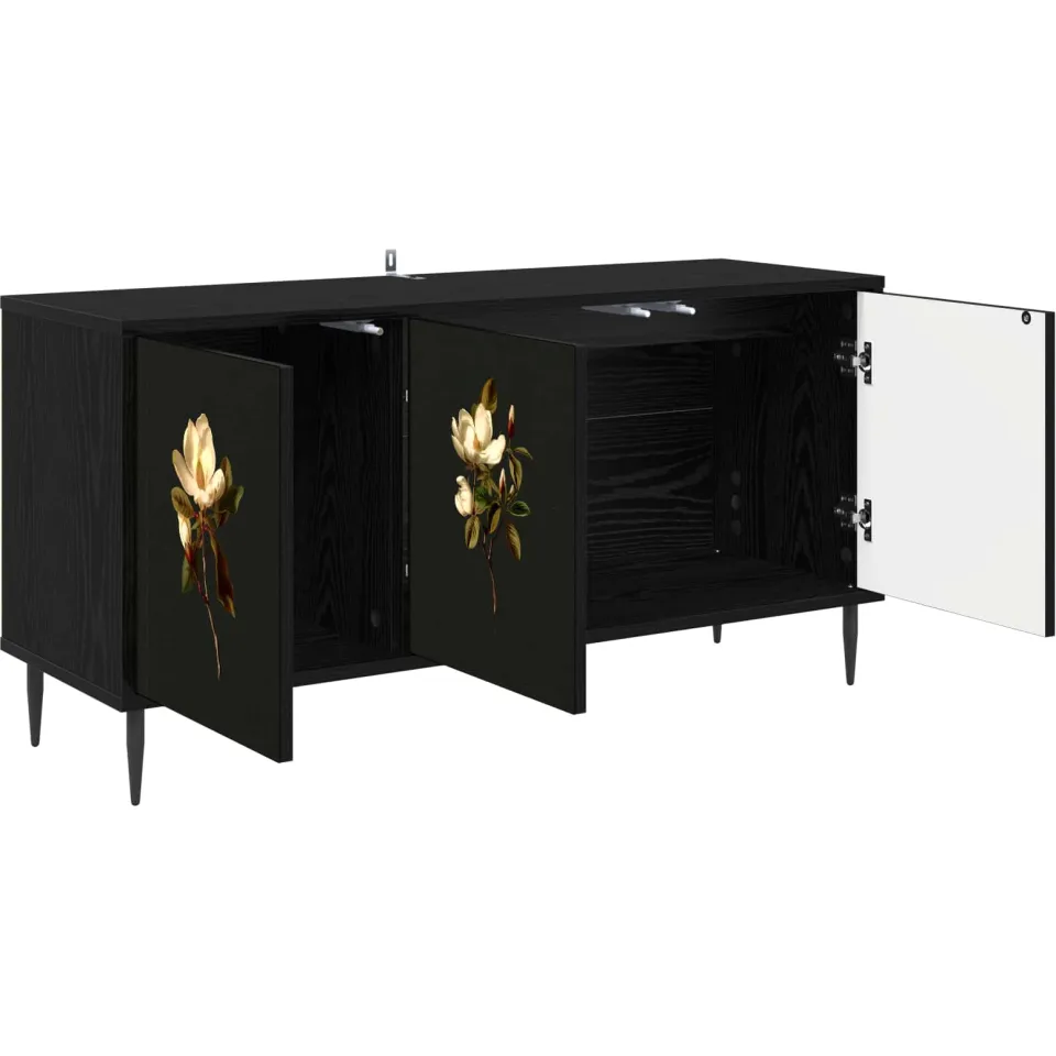 vidaXL Tv-meubel BREMEN 102 x 33 x 51 cm Zwart eiken Bewerkt hout