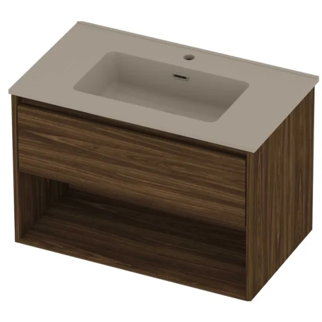 Proline Tribute Badmeubelset Porselein Elegant Met Schap 80x46x54 cm Mat Crème Cotton Cabana Oak Eiken