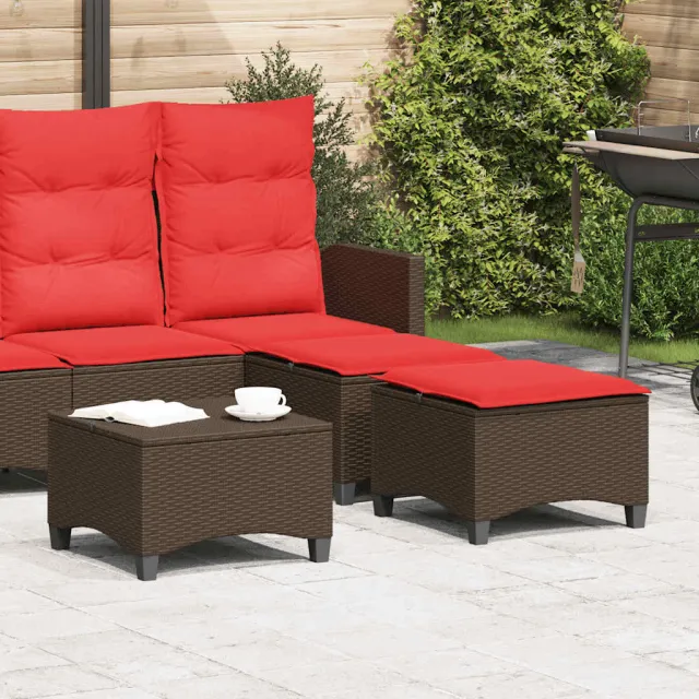 vidaXL Tuinkrukken met kussens 2 st 55x55x36 cm poly rattan bruin, foto 2