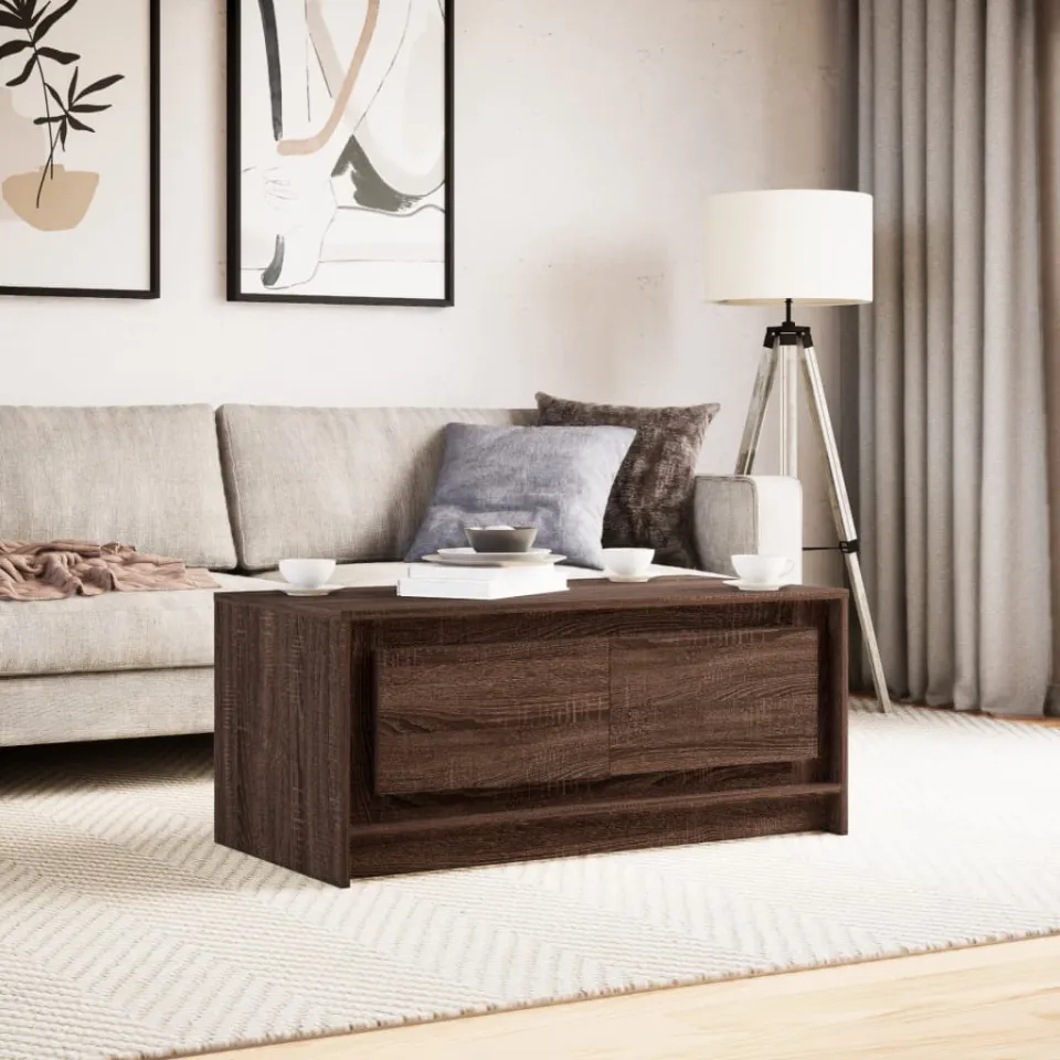 vidaXL Salontafel met LED-verlichting bewerkt hout bruin eikenkleur, foto 4