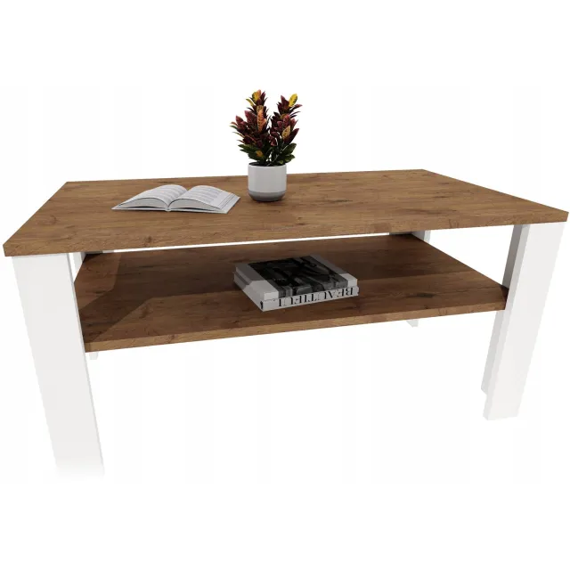 Mobelkap Salontafel Lara 96 - eikenlook en wit, met plank