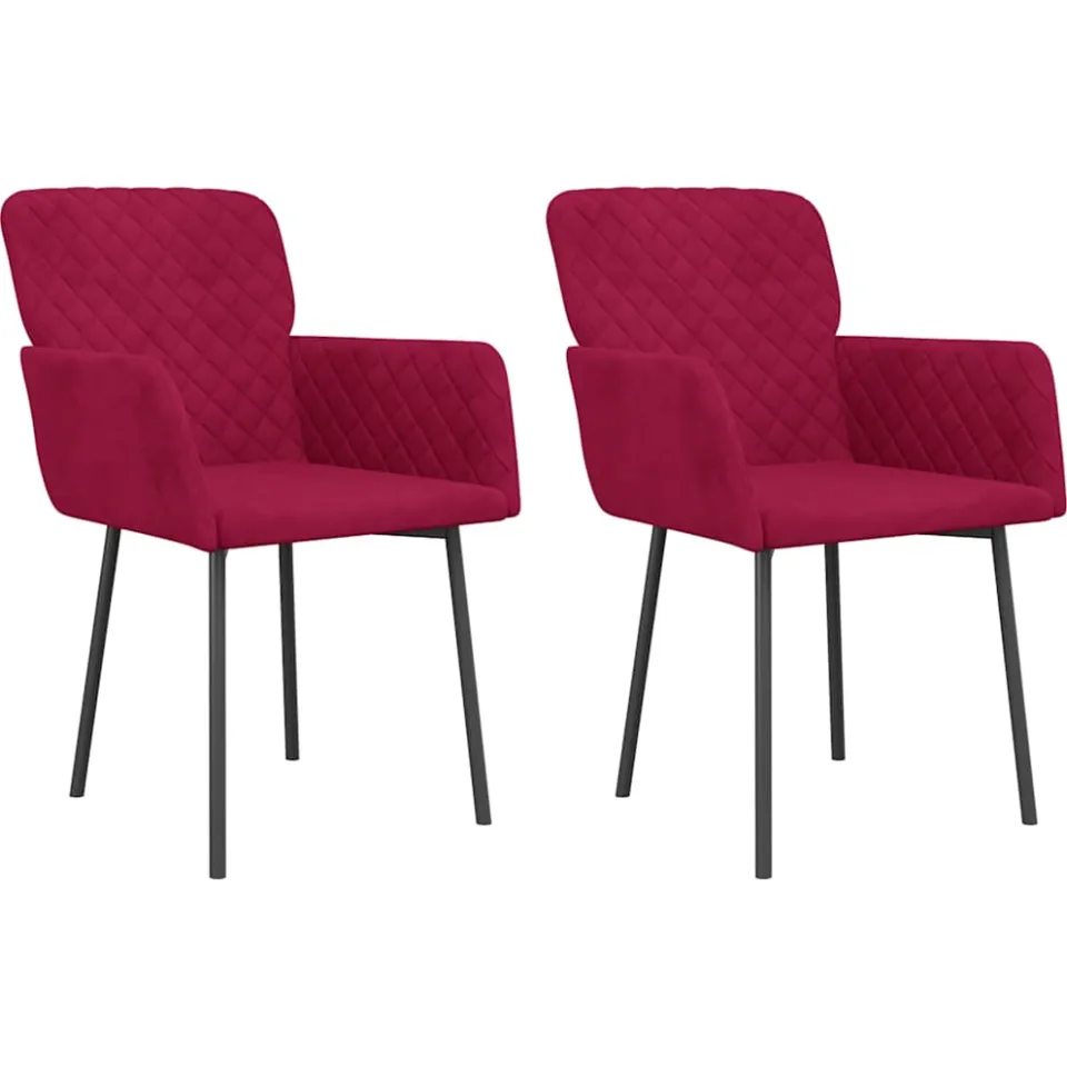 vidaXL Eetkamerstoelen 2 st fluweel wijnrood, foto 3