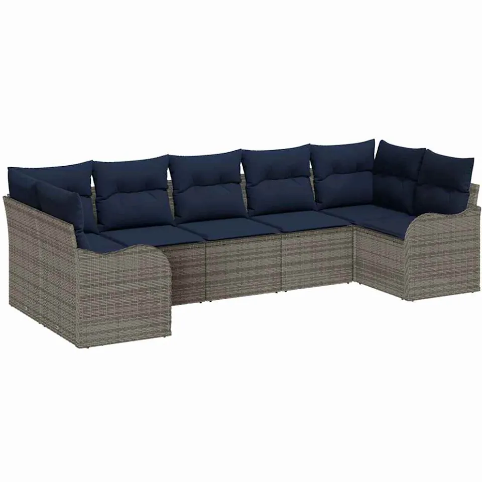 vidaXL Tuin Sofa Set Grijs poly rattan