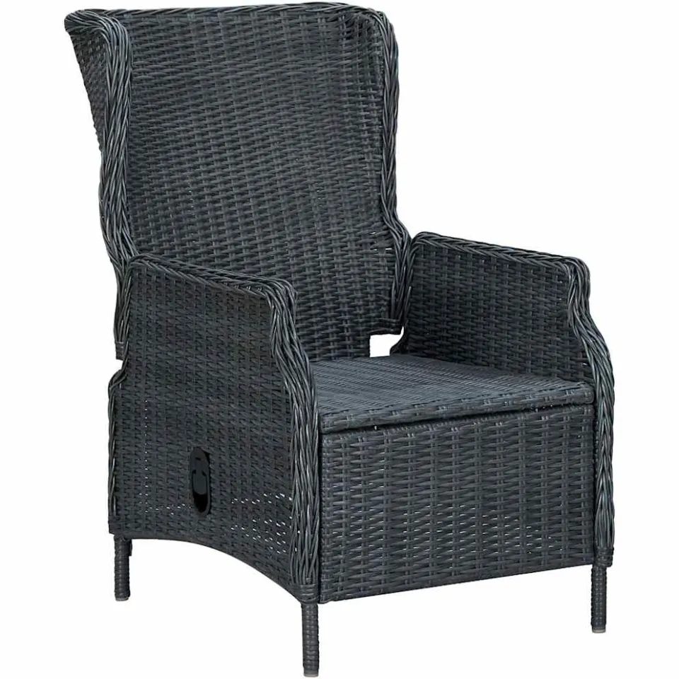 vidaXL 9-delige Tuinset met kussens poly rattan donkergrijs grijs, foto 3