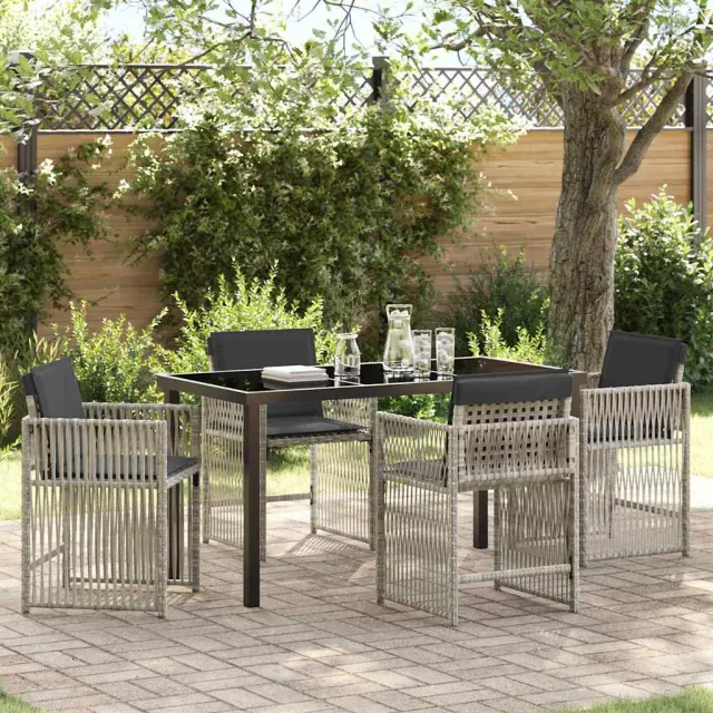 vidaXL Tuin eettafelset 5 st Lichtgrijs Gepoedercoat staal