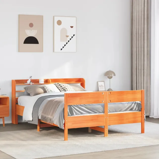 vidaXL Bedframe zonder matras massief grenenhout wasbruin 150x200 cm bruin