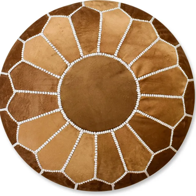 Poufs&Pillows Velvet poef gold brown - Ronde poef - Fluwelen poef - Handgemaakt en uniek - Gevuld geleverd - Ideaal voor je woon, slaap- of kinderkamer bruin