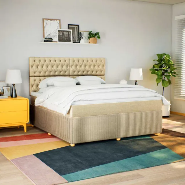 vidaXL Boxspring met matras stof crèmekleurig 180x200 cm