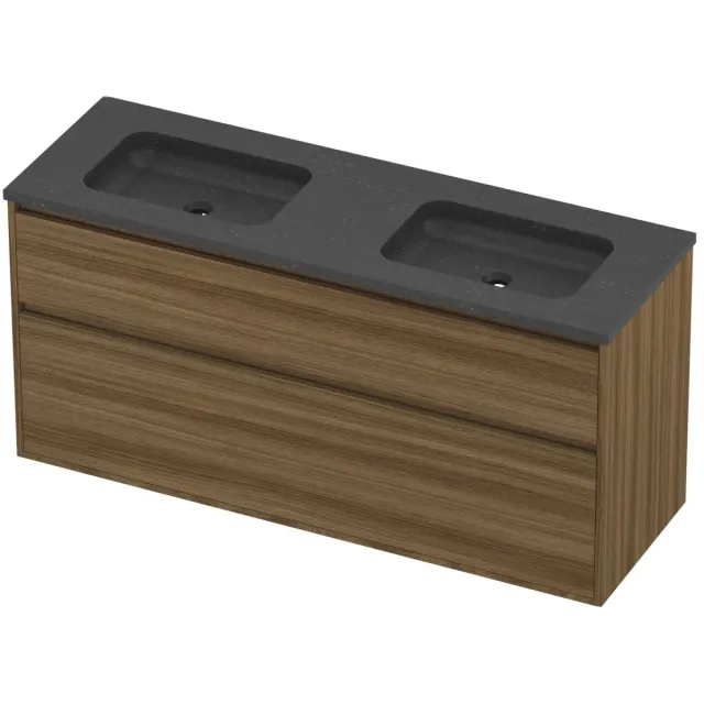 Proline Rollo Badmeubelset Hardsteen Elegant 140x46x67 cm Blue Stone Caramel Walnut Houtlook