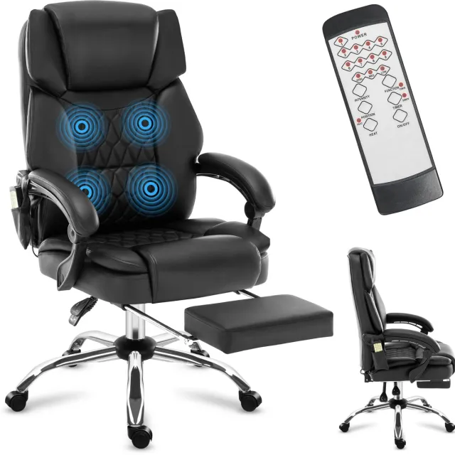 Mark Adler Boss 6.0 Ergonomische Bureaustoel met Massage - Luxe Directiestoel - Comfortabele Kantoorstoel - Zwart