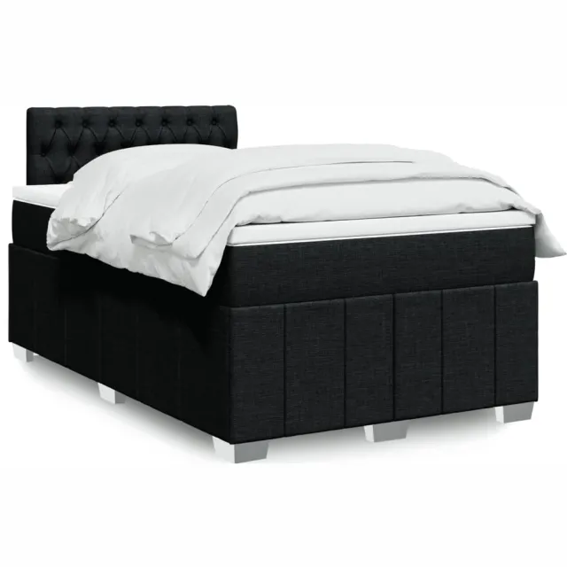 vidaXL Boxspring met matras stof zwart 120x190 cm