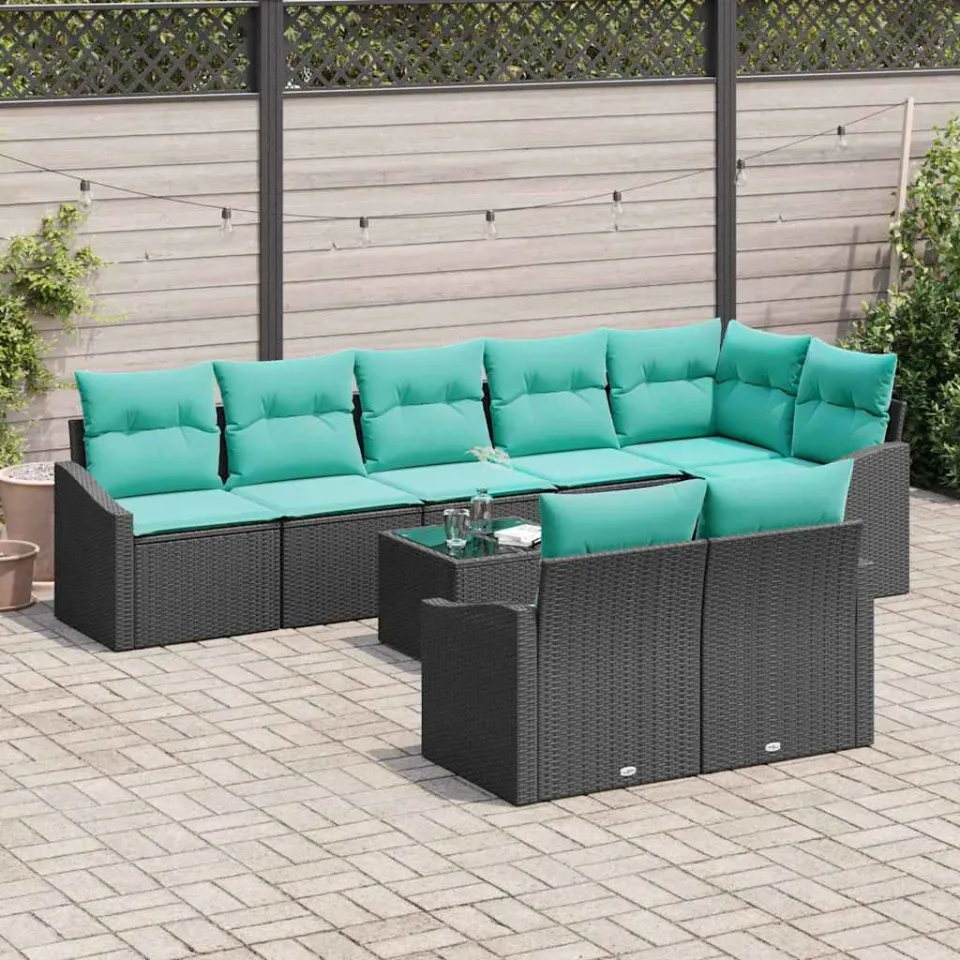 vidaXL Bankstel 9 st Zwart poly rattan, foto 3