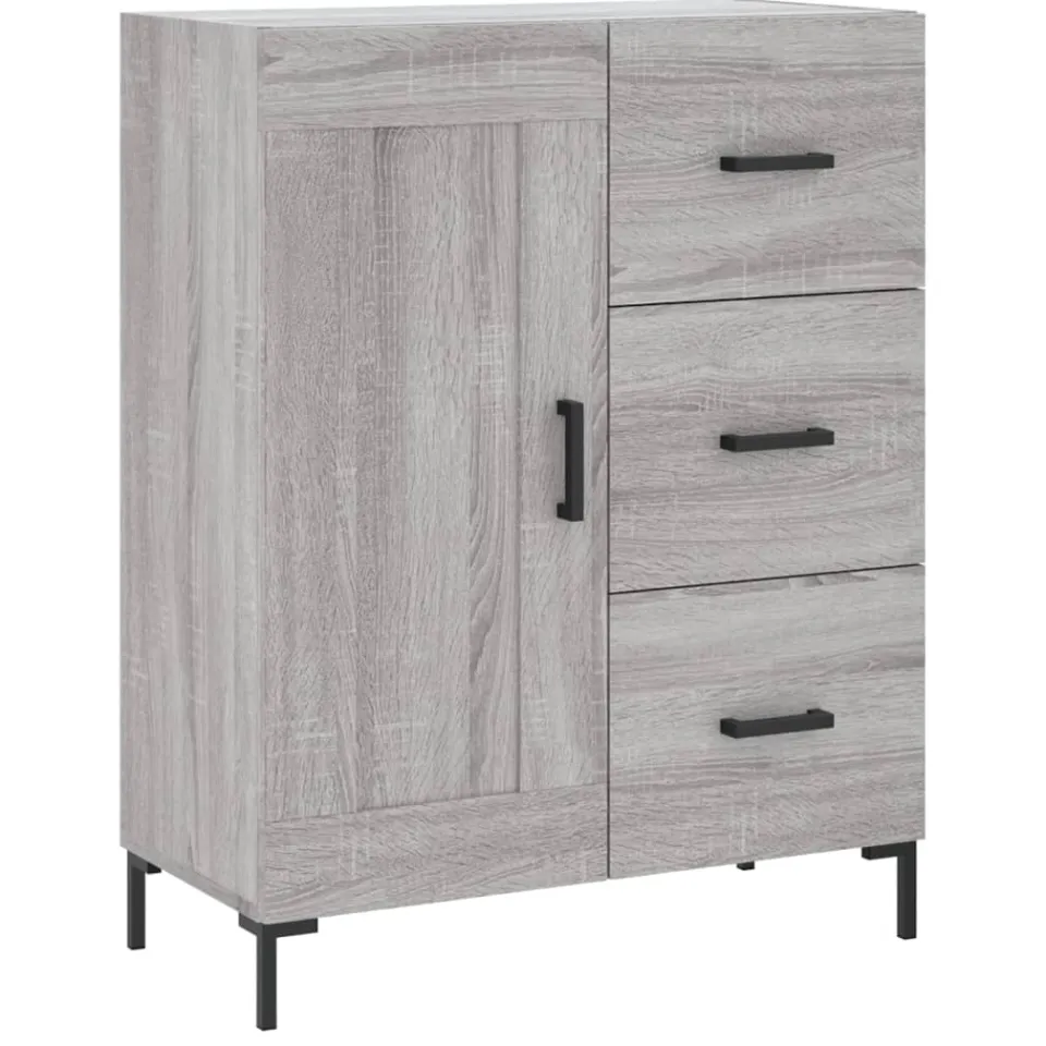 vidaXL Dressoir 69,5x34x90 cm bewerkt hout grijs sonoma eikenkleurig, foto 3