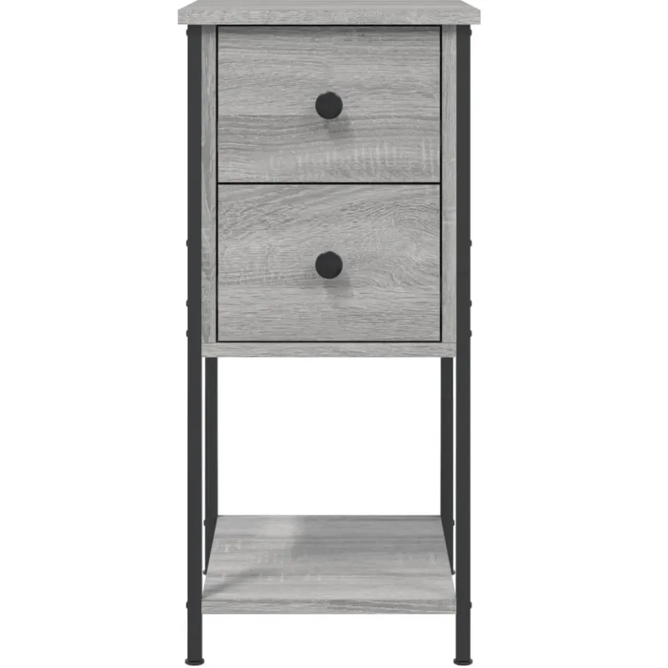 vidaXL Nachtkastje 32x42x70 cm bewerkt hout grijs sonoma eikenkleurig, foto 4