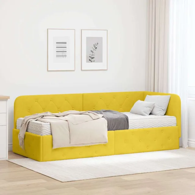 vidaXL Hoekbedframe Geel 80 x 200 cm Fluweel
