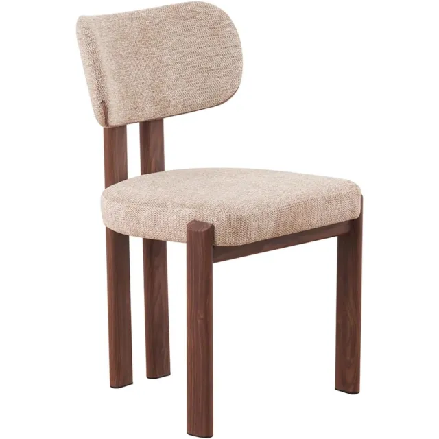 BonBonVibes Eetkamerstoel Naomi Bruin – Japandi Eetstoel met Walnootkleurige Poten – Japanse Stijl Stoel voor Eetkamer, Woonkamer & Eettafel – Moderne Decoratieve Zitstoel