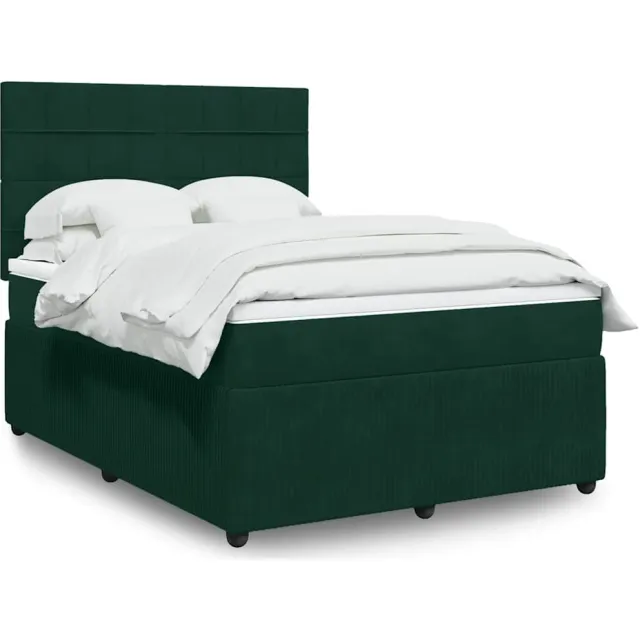 vidaXL Boxspring met matras fluweel donkergroen 140x190 cm groen