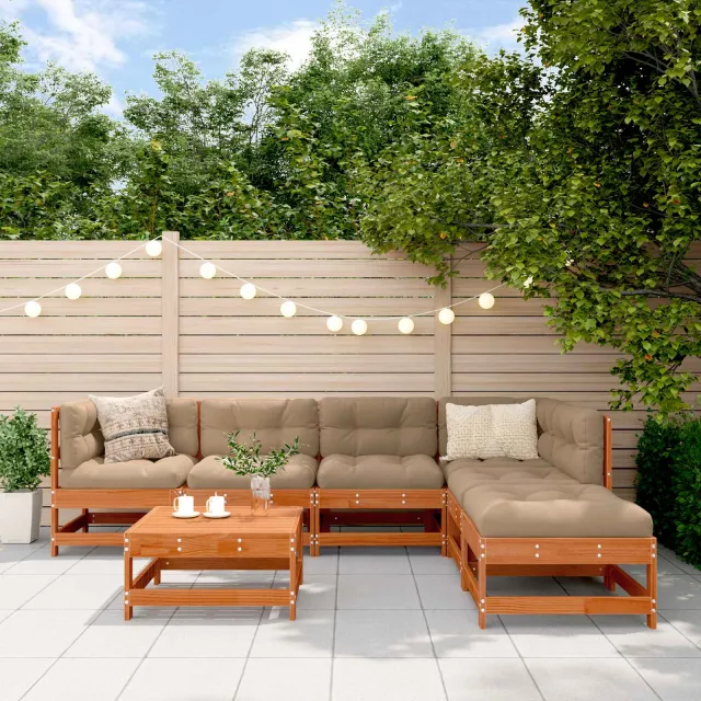 vidaXL Tuin loungeset 7 st Wasbruin Massief grenenhout bruin, foto 2