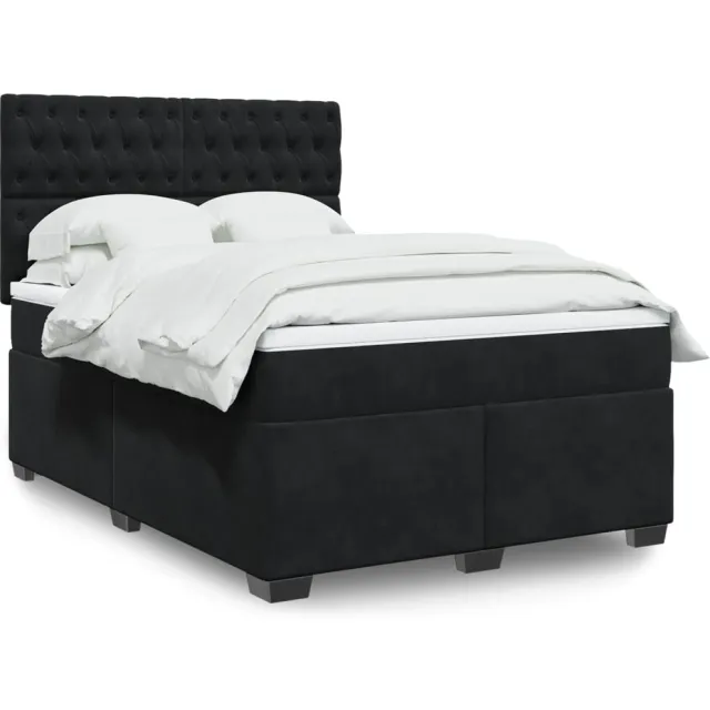 vidaXL Boxspring met matras fluweel zwart 160x200 cm