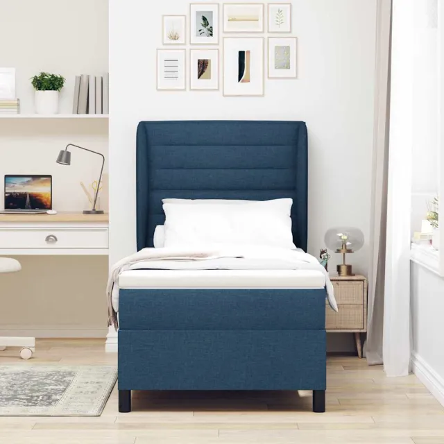 vidaXL Boxspring bed met matras met hoofdeinde Blauw 100 x 200 cm Stof