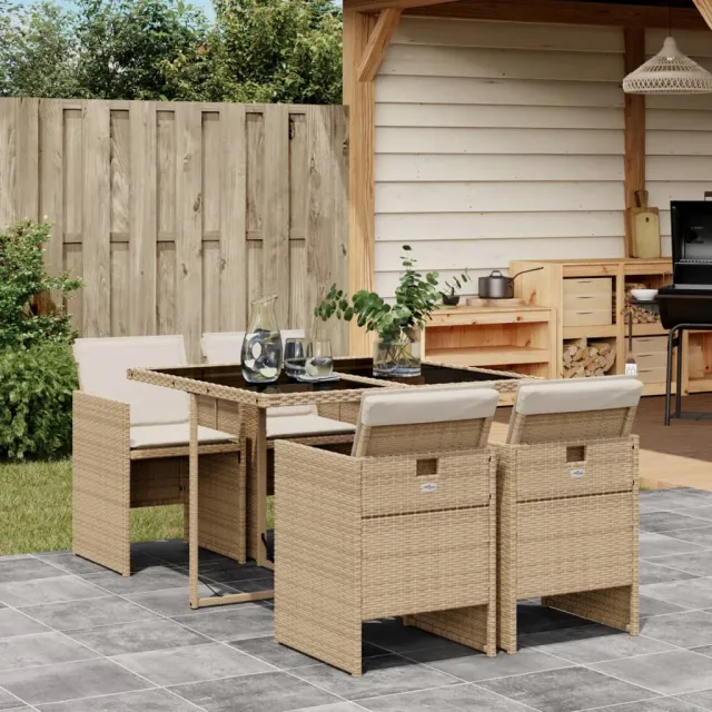vidaXL 5-delige Tuinset met kussens poly rattan beige, foto 2