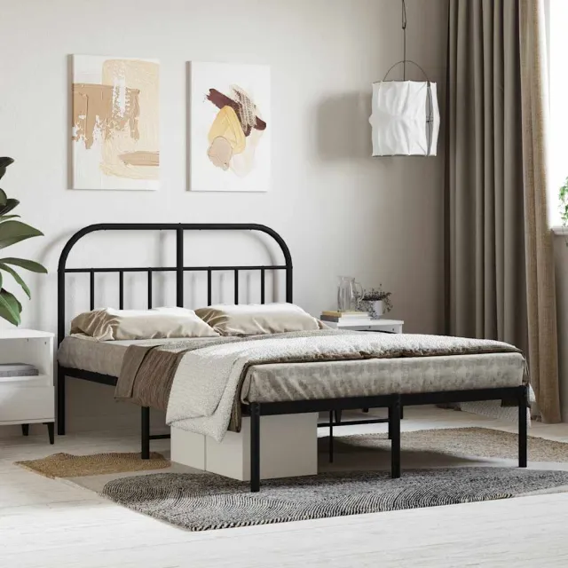vidaXL Bedframe met hoofdbord metaal zwart 120x200 cm