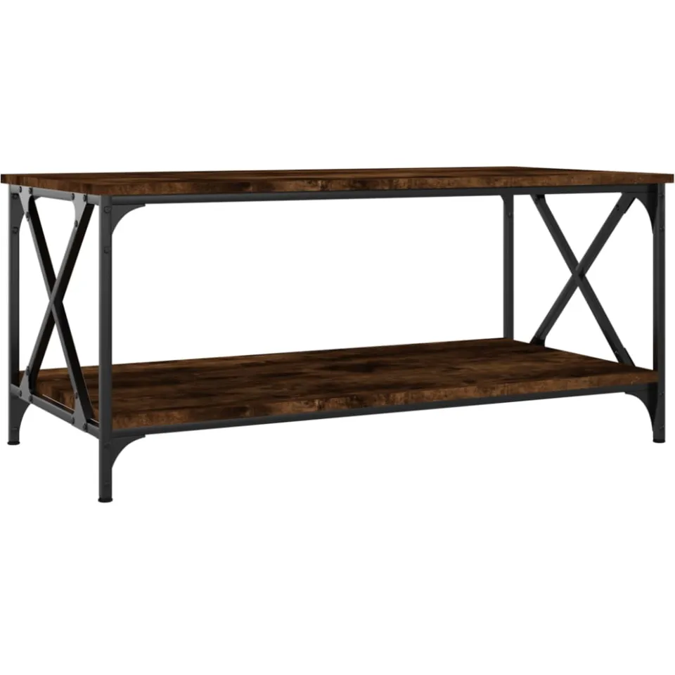 vidaXL Salontafel 100x50x45 cm bewerkt hout en ijzer gerookt eiken Bruin