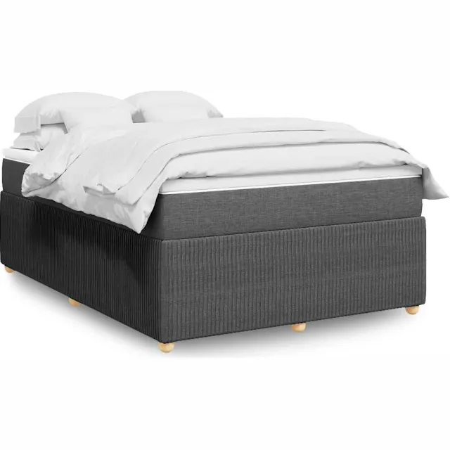 vidaXL Boxspring met matras stof donkergrijs 140x190 cm grijs