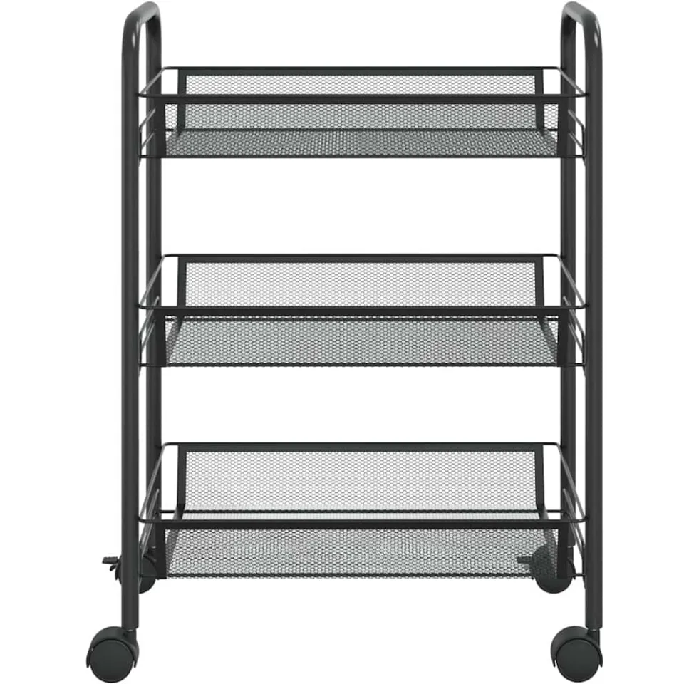 vidaXL Keukentrolley 3-laags 46x26x64 cm ijzer zwart