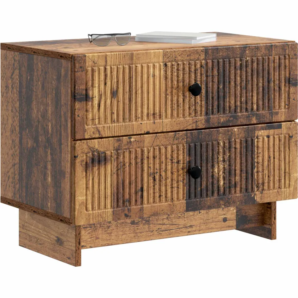 vidaXL Nachtkastje Oud hout 62 x 34,5 x 47,5 cm Bewerkt hout Bruin