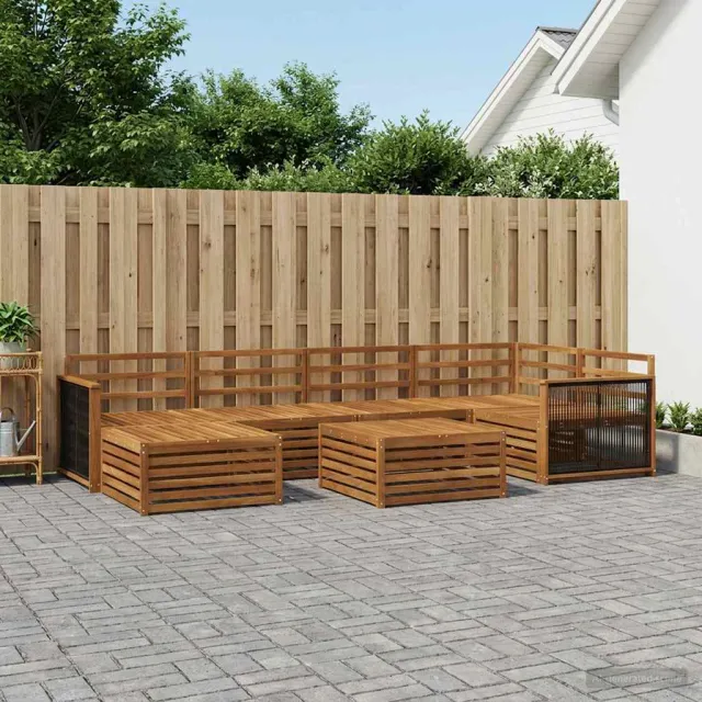 vidaXL Buiten bankenset 7 st 6-zits Naturel Massief Acaciahout