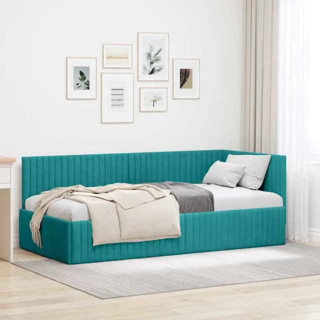 vidaXL Hoekbedframe Turquoise 90 x 190 cm fluweel