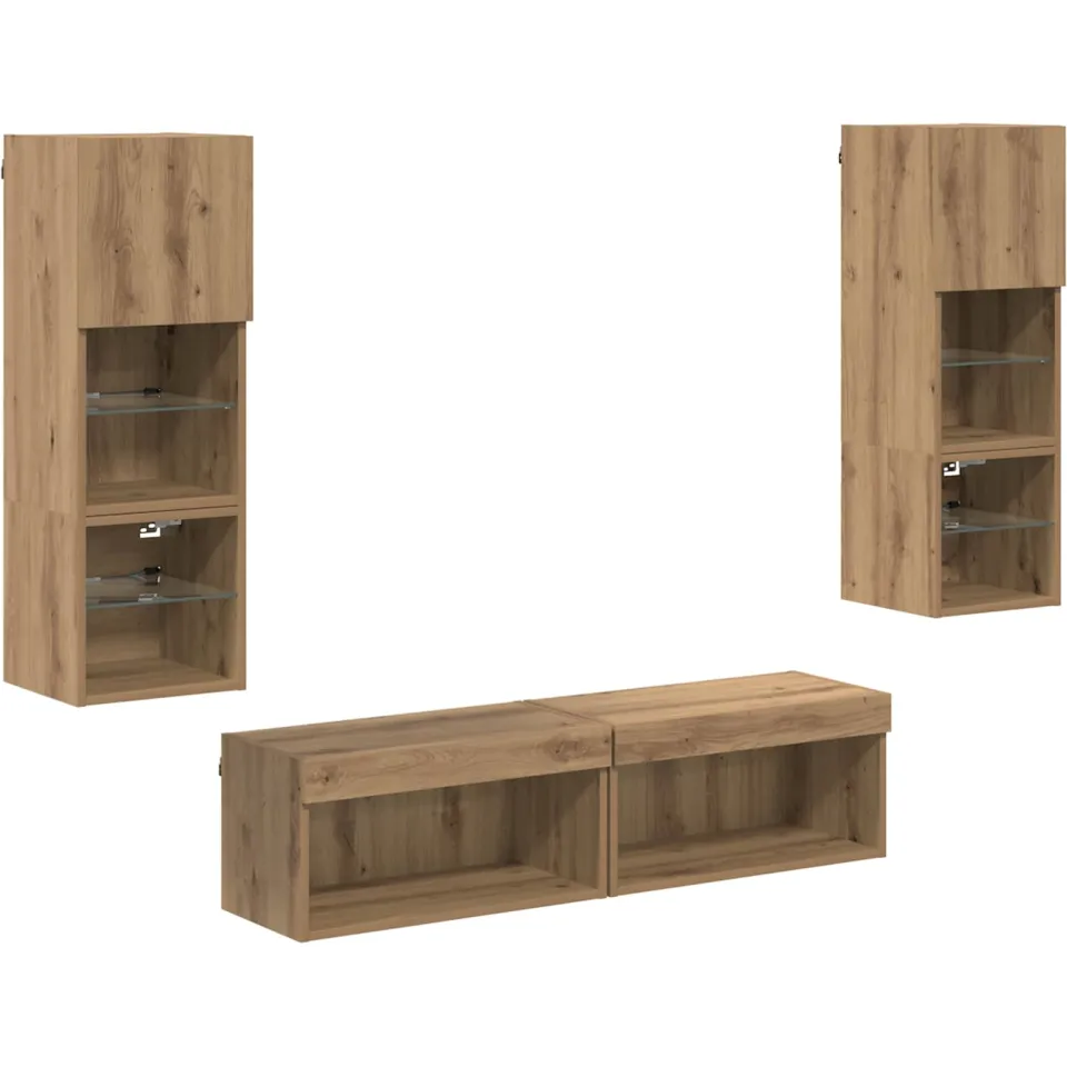 vidaXL TV-wandmeubel 6 st Artisan Eiken Bewerkt hout Bruin