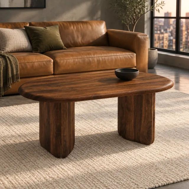 Maisentiel Ovale salontafel 99 x 50 x 40 cm - MDF in walnootlook - tot 40 kg