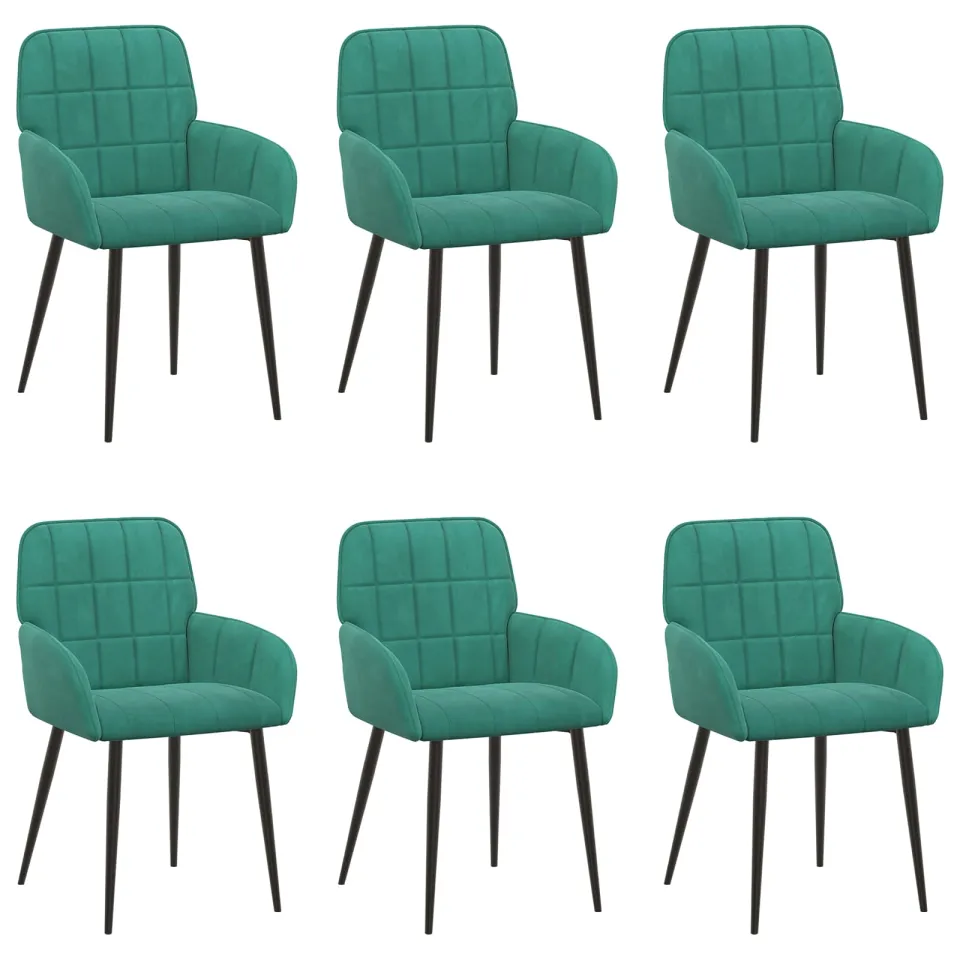 vidaXL Eettafelstoelen 6 st fluweel Turquoise 56.5 x 50 x 85 cm, foto 3