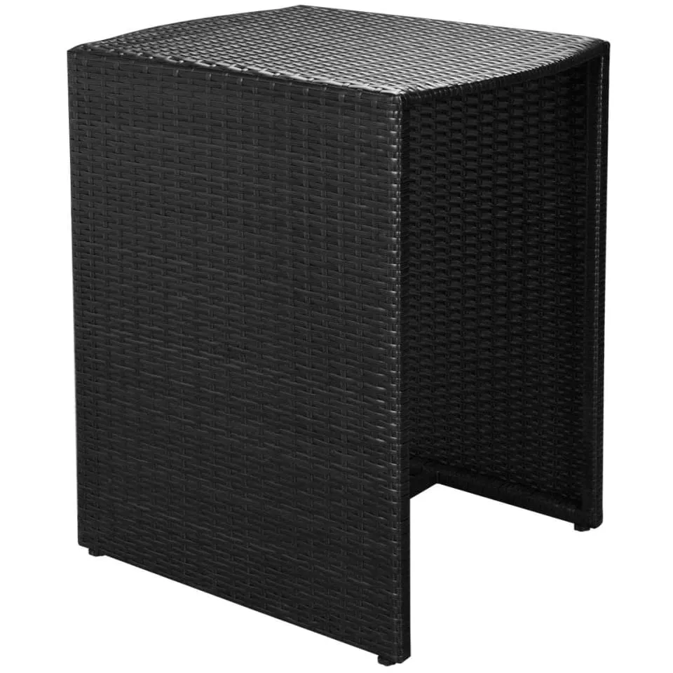 vidaXL 3-delige Bistroset met kussens poly rattan zwart, foto 3