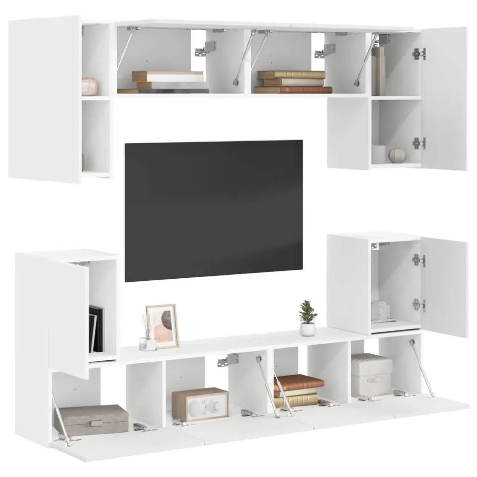 vidaXL Tv-meubelset 5 st Wit Bewerkt hout