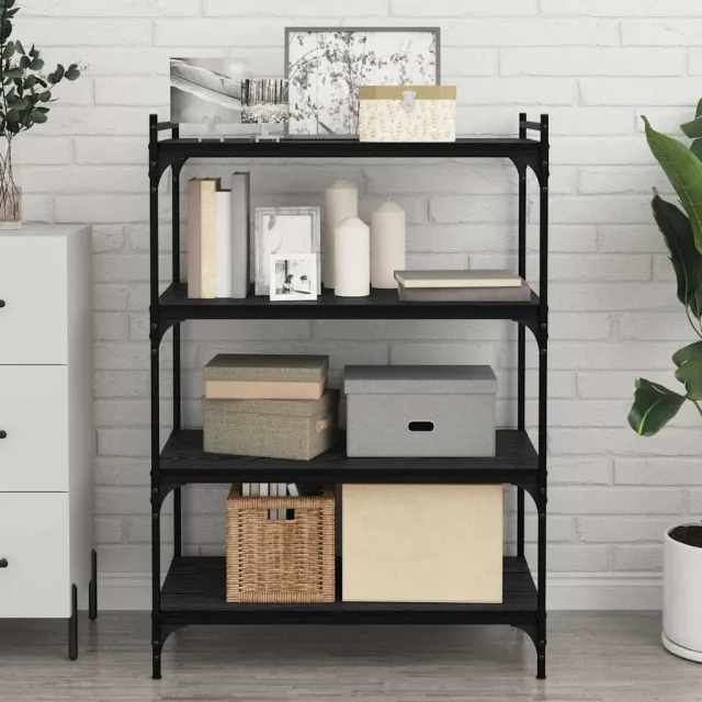 vidaXL Boekenplank Bord 3-laags 4 st 80 x 40 x 1,5 cm Bewerkt hout zwart, foto 2