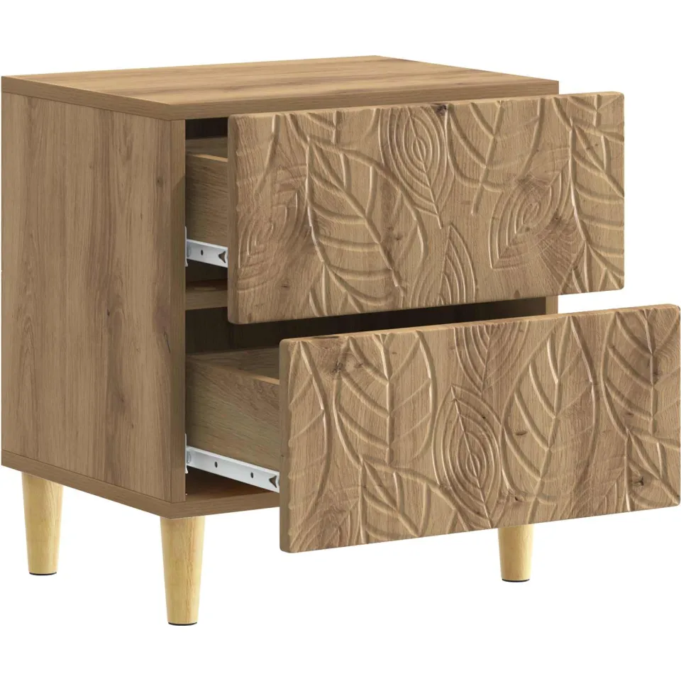 vidaXL Nachtkastje Artisanaal eiken 43 x 34,5 x 48 cm Bewerkt hout Bruin
