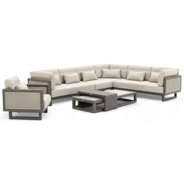 Apple Bee Santorini ROPE Loungeset 6-delig Nr.5 - Links Lang - 318 x 239 cm Antraciet