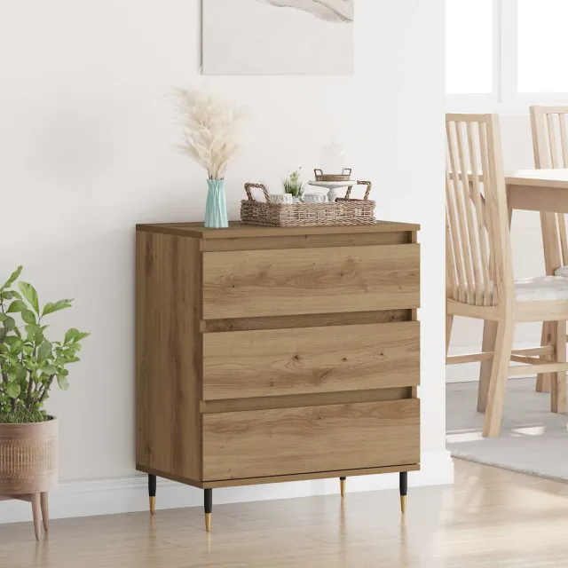 vidaXL Dressoir Artisan Eiken 60 x 35 x 70 cm Bewerkt hout Bruin