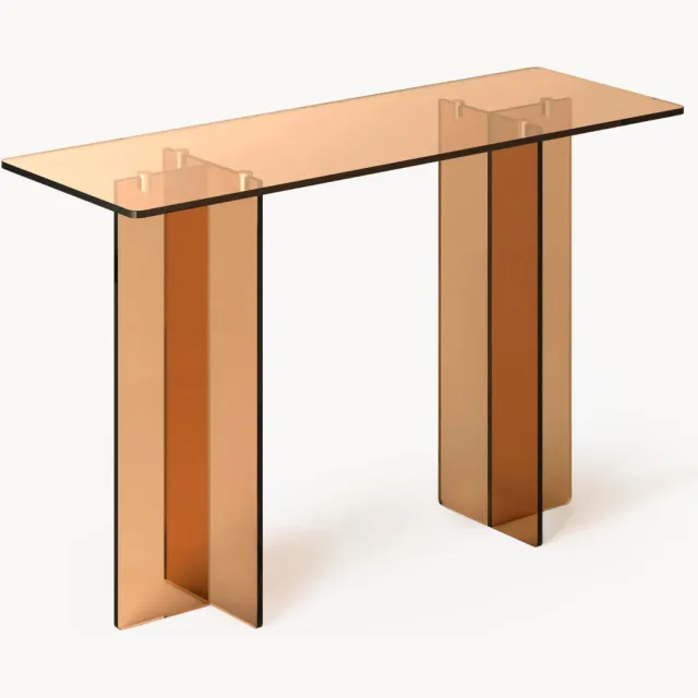 Westwing Collection Glazen wandtafel Anouk Transparant, Bruin