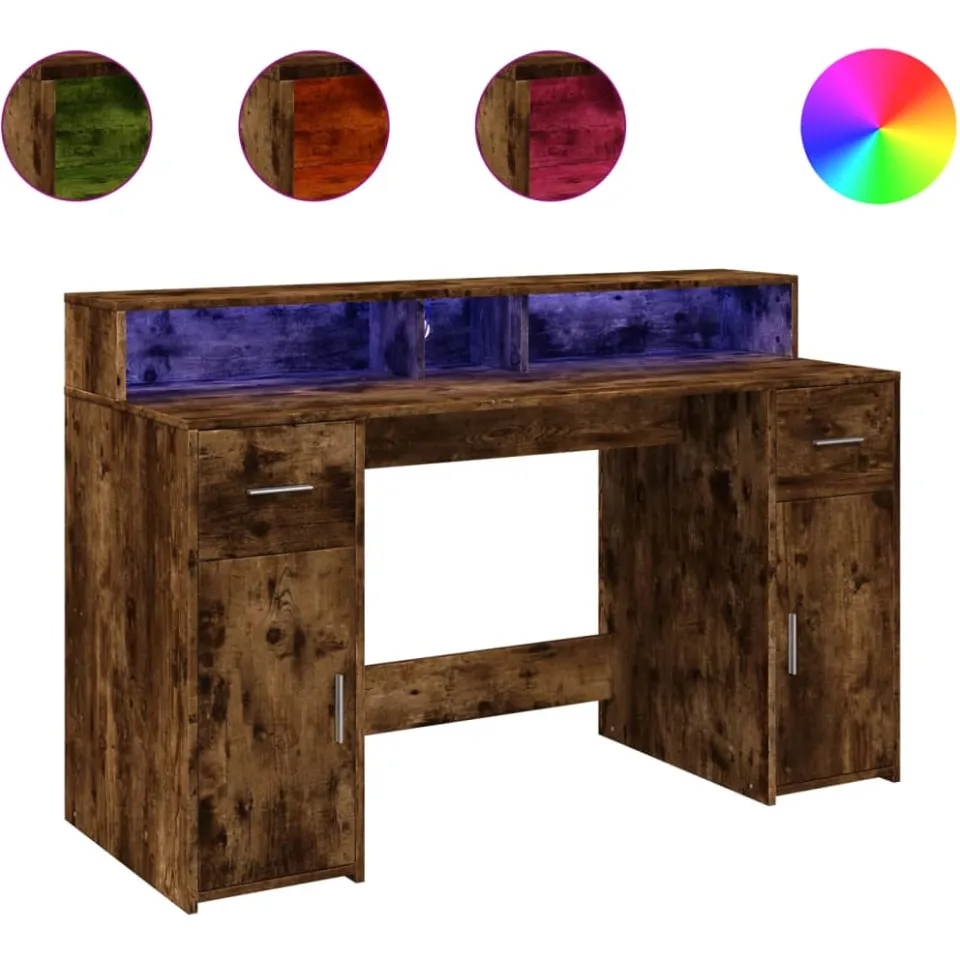 vidaXL Desk Gerookt eiken 140 x 55 x 91 cm Engineered wood Bruin