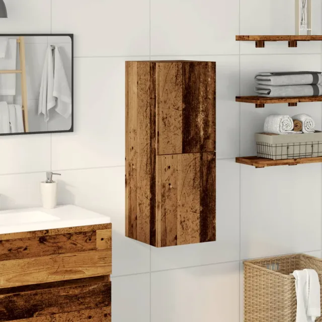 vidaXL Badkamerwandkast 30x30x80 cm bewerkt hout oud houtkleurig Bruin