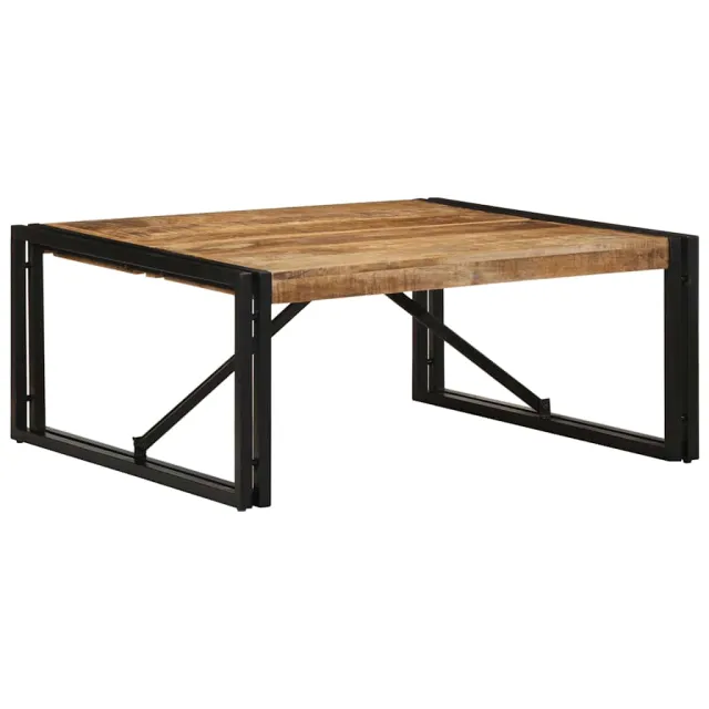 vidaXL Salontafel 80x80x35 cm massief ruw mangohout bruin, foto 2