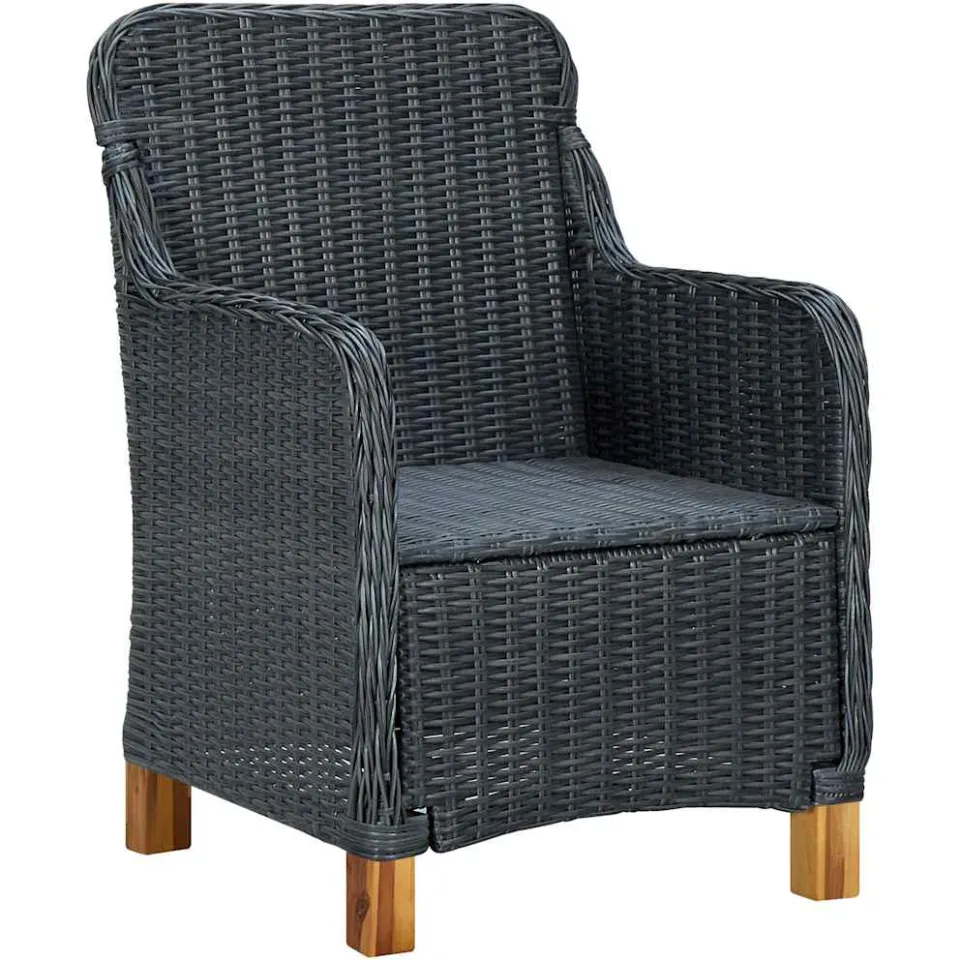 vidaXL 7-delige Tuinset met kussens poly rattan donkergrijs grijs, foto 4